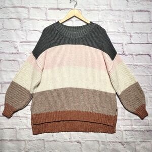 American Eagle Oversized Sweater Womens Medium Neapolitan Striped Chunky‎ Knit